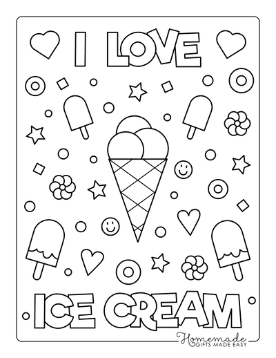 Summer Coloring Pages I Love Icecream