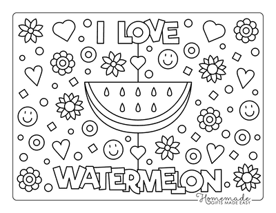 Summer Coloring Pages I Love Watermelon