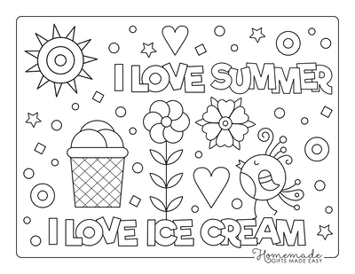 Summer Coloring Pages Ice Cream Love Summer