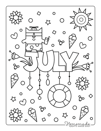 Summer Coloring Pages July for Kids