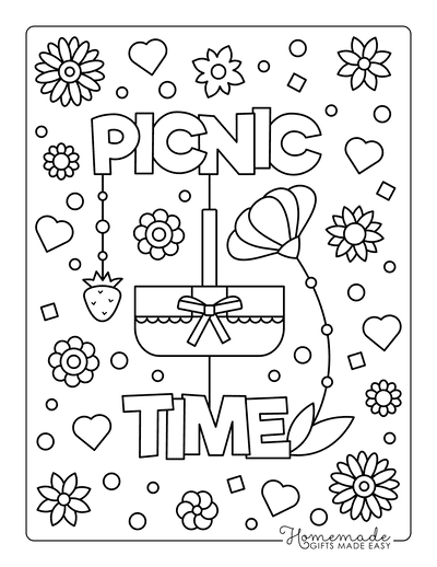 Summer Coloring Pages Picnic Time for Kids