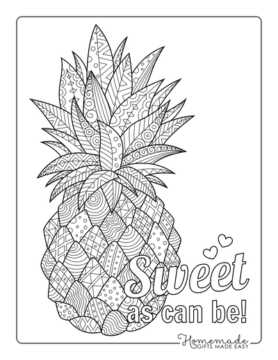 Summer Coloring Pages Pineapple Doodle