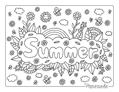 Summer Coloring Pages Rainbow Flowers Sunshine