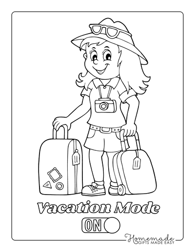 Summer Coloring Pages Vacation Luggage
