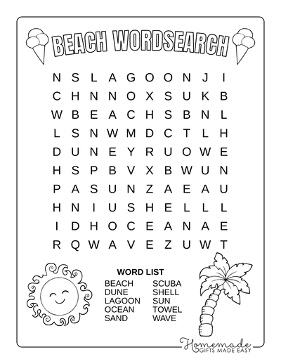 Summer Word Puzzles For Kids