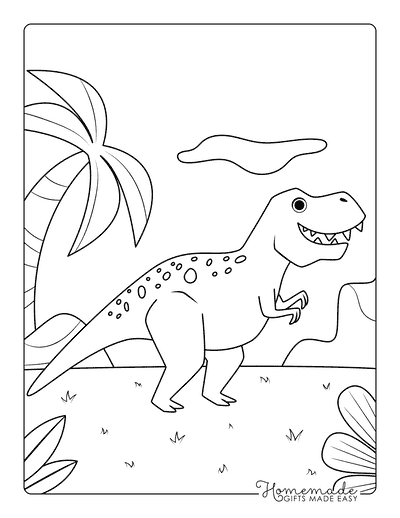 T Rex Coloring Pages Easy Cute Tyrannosaurus Rex for Preschoolers
