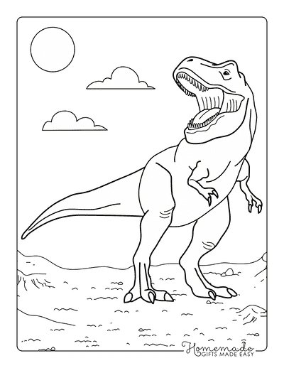 T Rex Coloring Pages Simple Tyrannosaurus Rex Outline Roaring