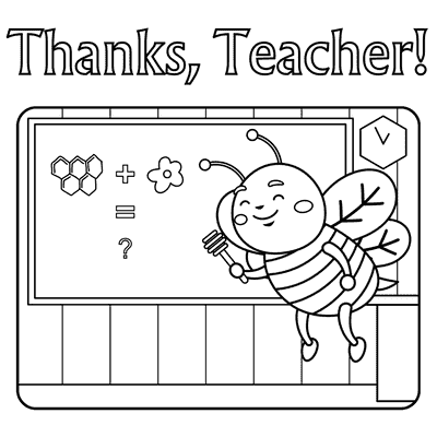 Teacher Appreciation Cards Bee Teacher Coloring Thank You