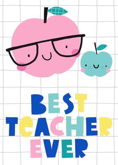 Teacher Appreciation Cards Best Teacher Ever Cute Apples