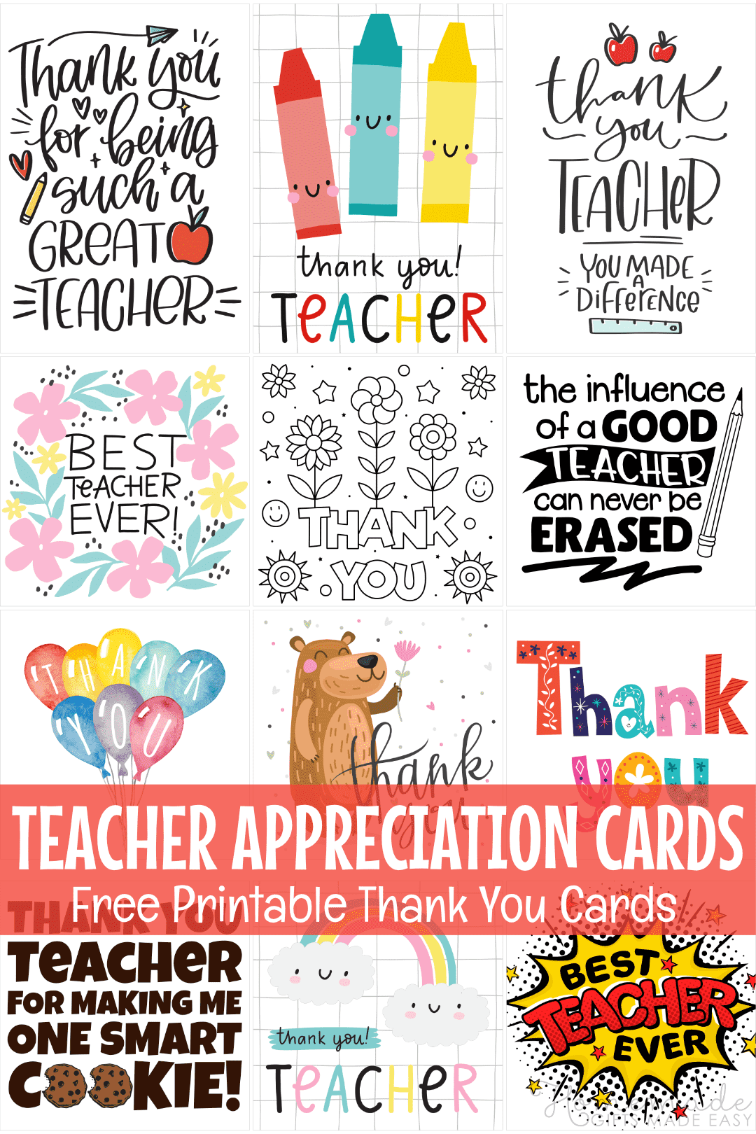 Printable Thank You Cards For Teachers Pdf Printable Cards