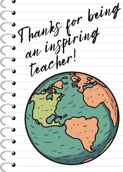 Teacher Appreciation Cards Notebook Inspiring Teacher Globe