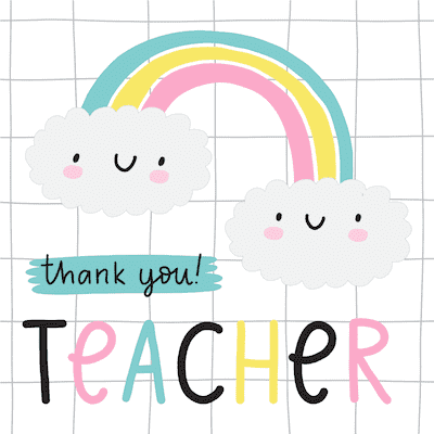 Teacher Appreciation Cards Thank You Teacher Cute Clouds Rainbow