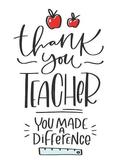 Teacher Appreciation Cards Thank You Teacher You Made a Difference