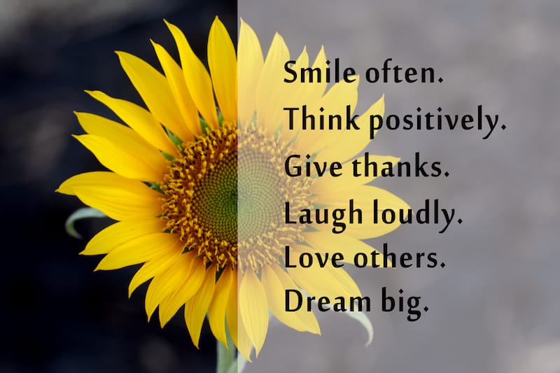 thankful quotes smile often think positively give thanks love others dream big