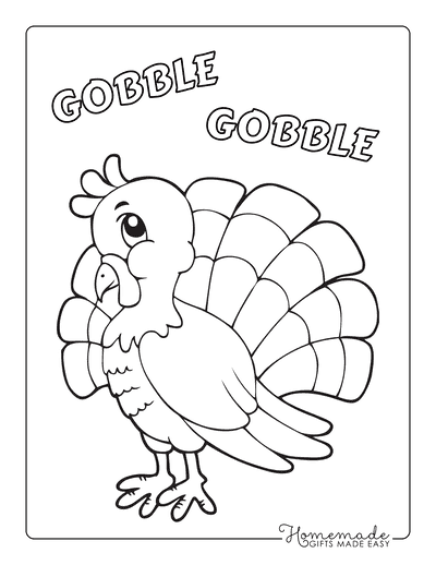 Thanksgiving Coloring Pages Cartoon Turkey Gobble Gobble