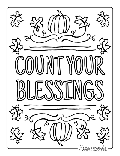 Thanksgiving Coloring Pages Count Your Blessings Pumpkin Poster