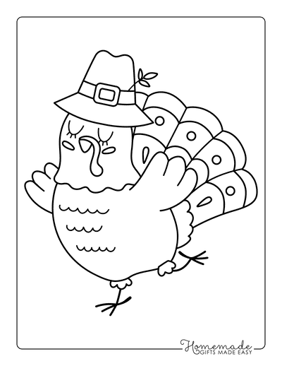 Thanksgiving Coloring Pages Cute Turkey for Kids