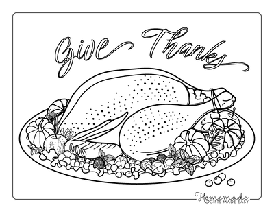 Thanksgiving Coloring Pages Give Thanks Turkey Dinner
