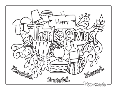 Thanksgiving Coloring Pages Happy Thanksgiving Sign Abundance