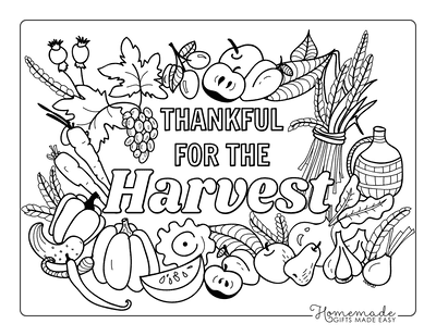 Thanksgiving Coloring Pages Harvest Food