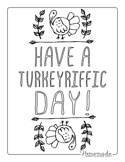 Thanksgiving Coloring Pages Have a Turkeyriffic Day Poster
