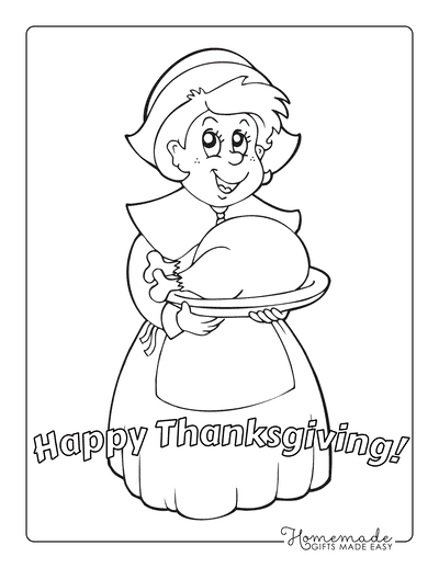 Thanksgiving Coloring Pages Lady Holding Cooked Turkey