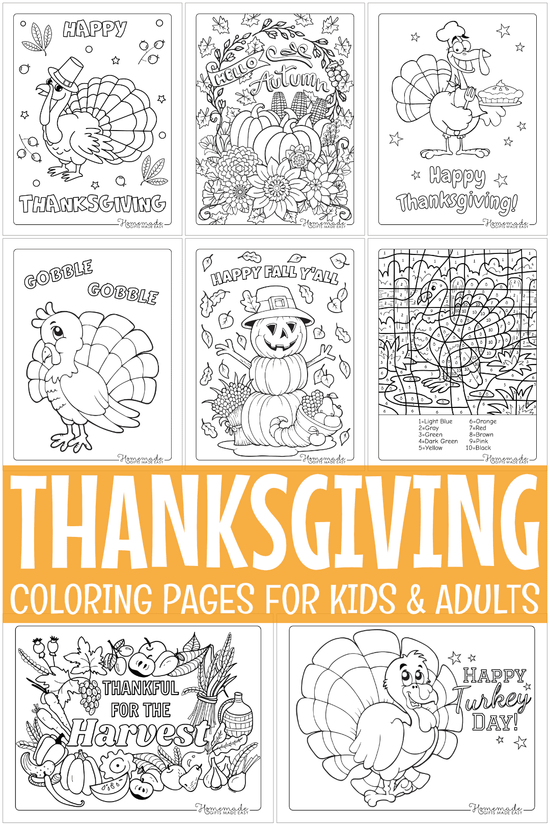 Thanksgiving Coloring Pages Printouts