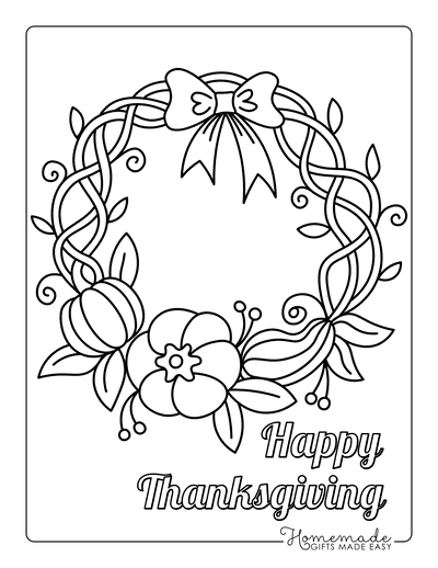 Thanksgiving Coloring Pages Pumpkin Wreath
