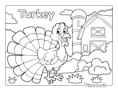 Thanksgiving Coloring Pages Turkey Feathers Out Barn