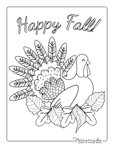 Thanksgiving Coloring Pages Turkey in Leaves