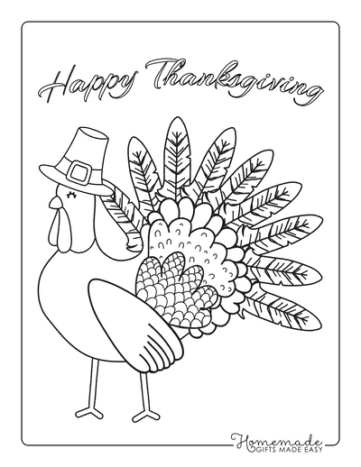 Thanksgiving Coloring Pages Turkey Wearing Pilgrim Hat