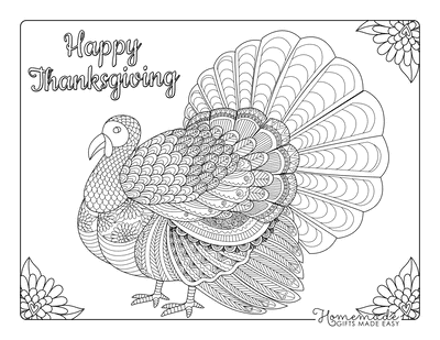 Thanksgiving Coloring Pages Turkey Zentangle for Adults
