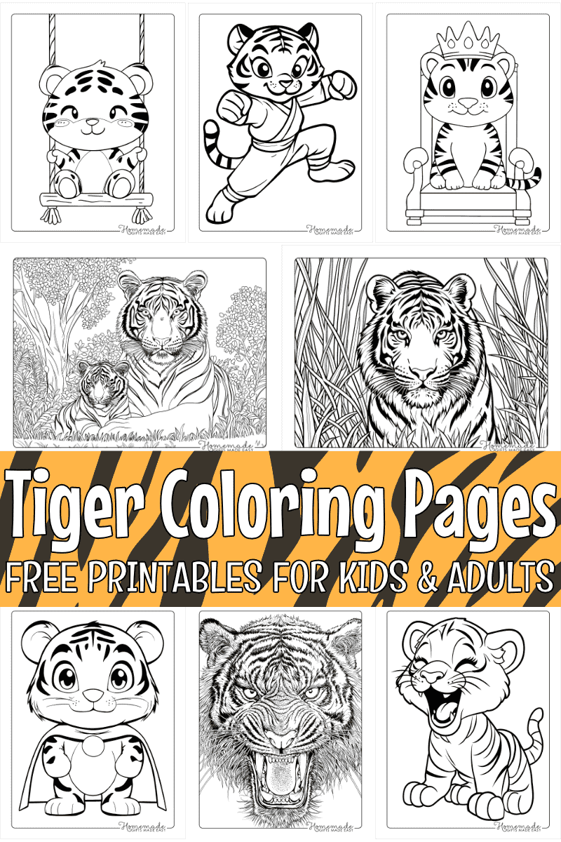 Free Monkey Coloring Pages Printables - Tiger Coloring Pages Montage 800x1200 