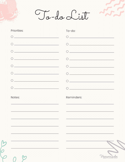 to Do List Templates Daily Aesthetic 2 Column List