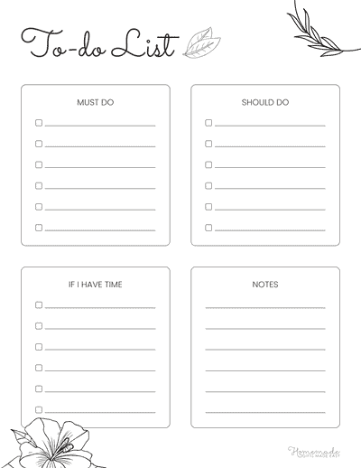 to Do List Templates Daily Pretty Sectioned List
