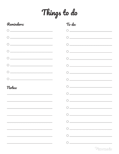 to Do List Templates Minimalist 2 Column Notes Reminders