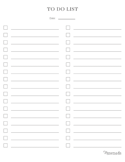 to Do List Templates Minimalist 2 Columns