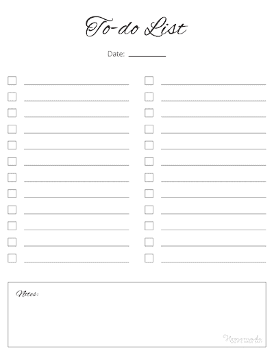 to Do List Templates Minimalist 2 Columns Notes