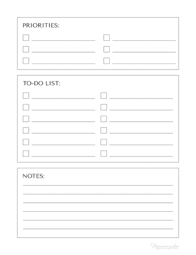 to Do List Templates Minimalist Single Column Notes Priorities