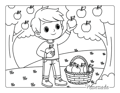 Tree Coloring Pages Simple Cute Apple Tree Picking