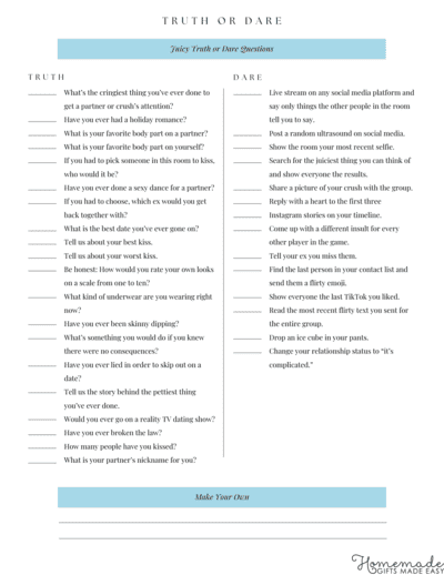 Truth or Dare Questions Game Juicy