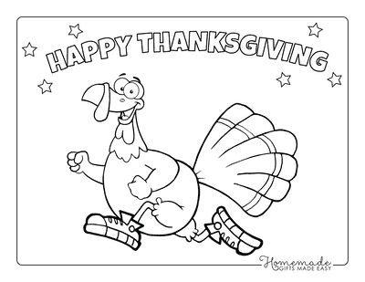 Turkey Coloring Pages Cartoon Running Shoes