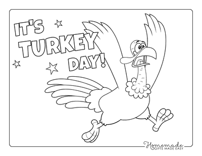 Turkey Coloring Pages Cartoon Scared Running Away