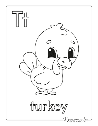 Turkey Coloring Pages Cute Cartoon Baby Turkey