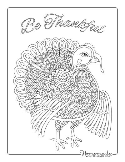 Turkey Coloring Pages Detailed Turkey for Adults to Color