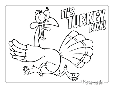 Turkey Coloring Pages Funny Cartoon Turkey Running Away