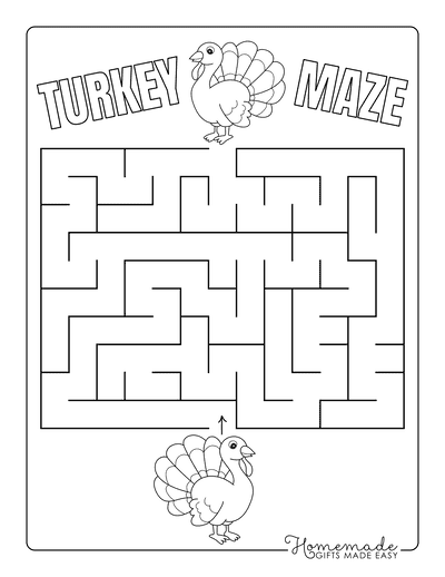 Turkey Coloring Pages Maze to Color