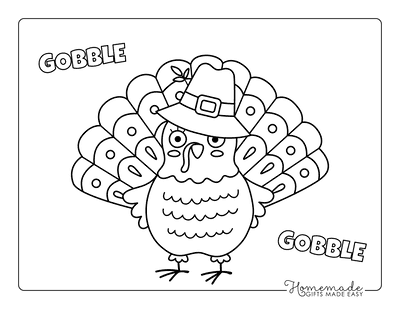 Turkey Coloring Pages Pilgrim Hat Fanned Feathers