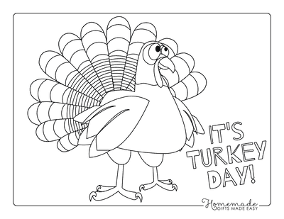 Turkey Coloring Pages Simple Line Drawing