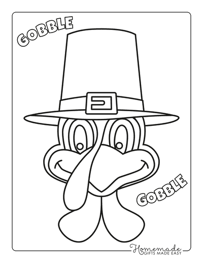Turkey Coloring Pages Turkey Head Wearing Hat